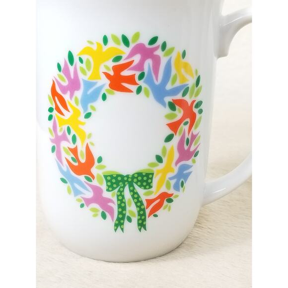 Toscany Greetings Coffee Mug Tea Cup 10oz Fine China Dove Wreath 4" Japan - Picture 6 of 13